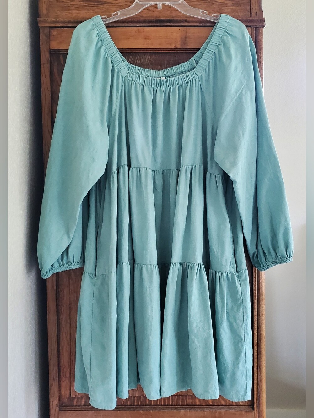 UNIVERSAL THREAD GOODS CO AQUA SQUARE NECK TIERED BABYDOLL DRESS LARGE